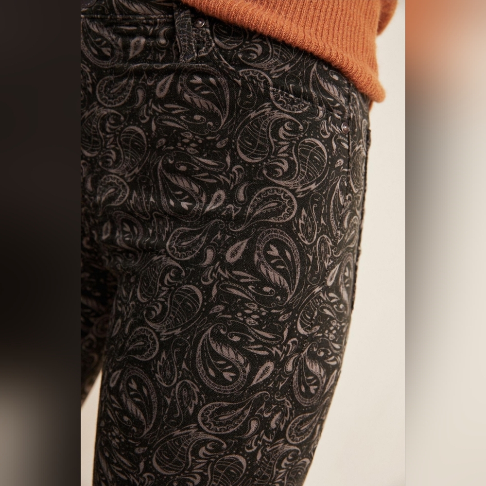 Anthropologie AG The Stevie Velvet High Rise Skinny Jeans Paisley Print - Picture 4 of 12